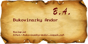 Bukovinszky Andor névjegykártya
